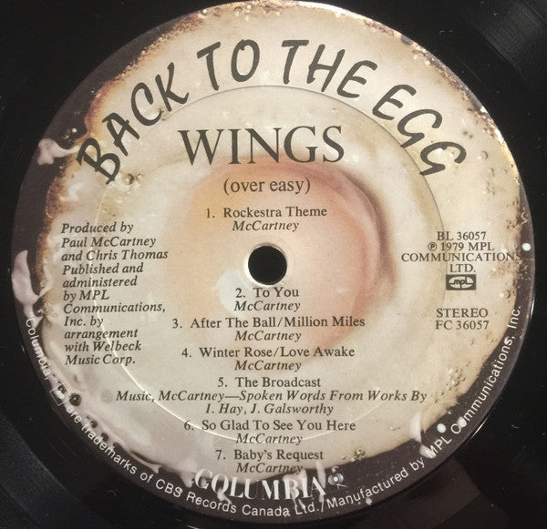 Wings (2) : Back To The Egg (LP, Album)