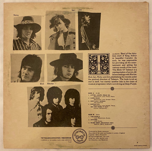 Deep Purple : The Book Of Taliesyn (LP, Album, RE)