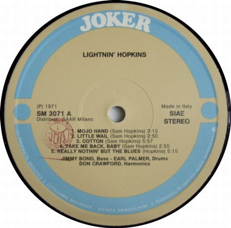 Lightnin' Hopkins : The Blues (LP, Album, RE)