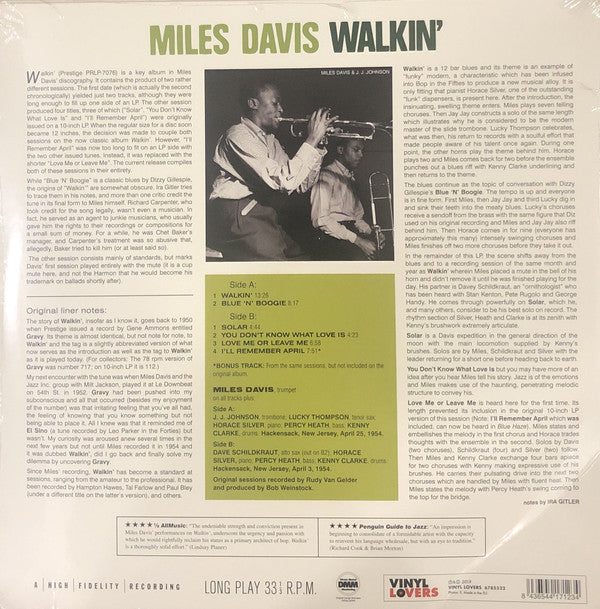 Miles Davis All Stars : Walkin' (LP, Comp, RE)