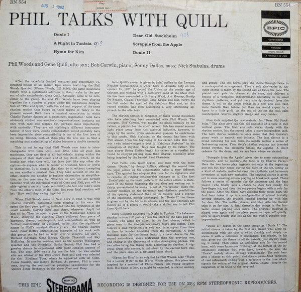The Phil Woods Quartet With Gene Quill : Phil Talks With Quill (LP, Album)