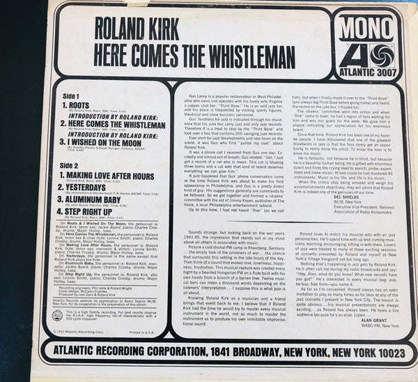 Roland Kirk : Here Comes The Whistleman (LP, Album, Mono, Promo)