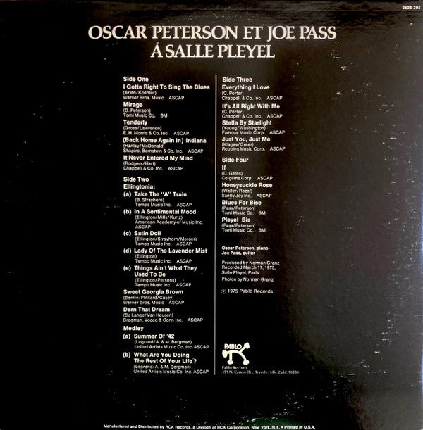 Oscar Peterson / Joe Pass : Oscar Peterson Et Joe Pass À La Salle Pleyel (2xLP, Album, Mono)