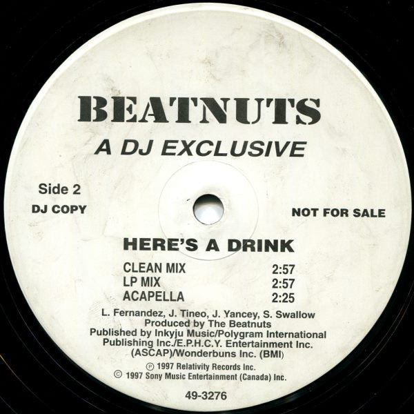 The Beatnuts : Here's A Drink (12", Promo)