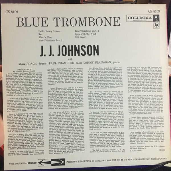 J.J. Johnson : Blue Trombone (LP, Album)