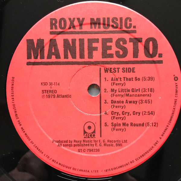 Roxy Music : Manifesto (LP, Album)