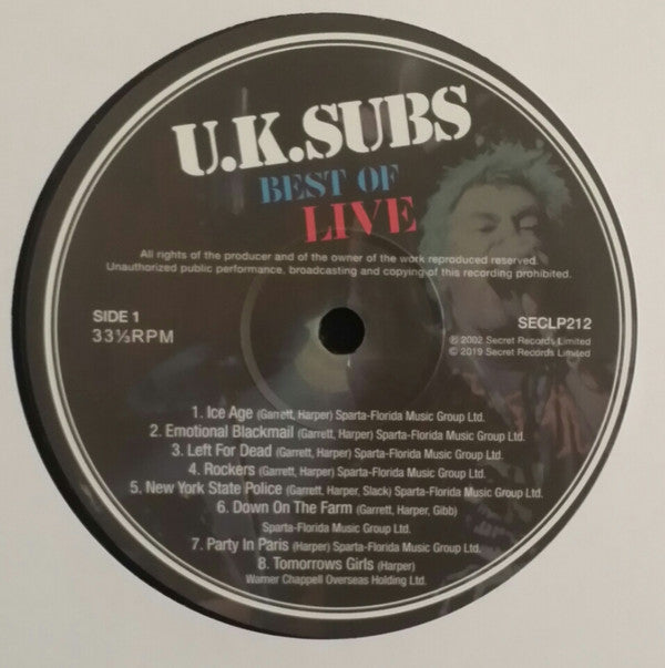 UK Subs : Best Of Live (LP, Album)