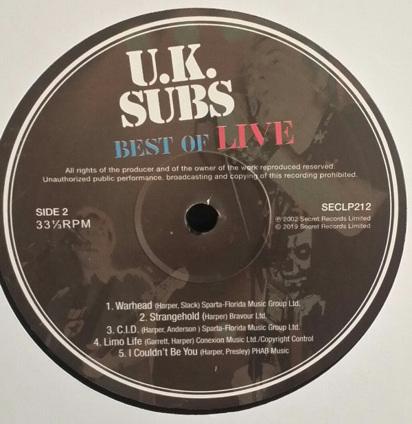 UK Subs : Best Of Live (LP, Album)