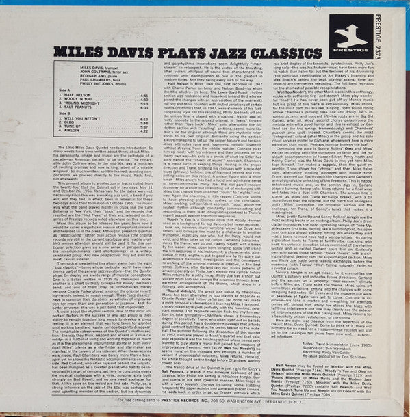 Miles Davis : Miles Davis Plays Jazz Classics (LP, Comp, RE, RM)