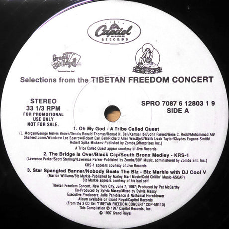 Various : Selections From The Tibetan Freedom Concert (12", Comp, Promo)