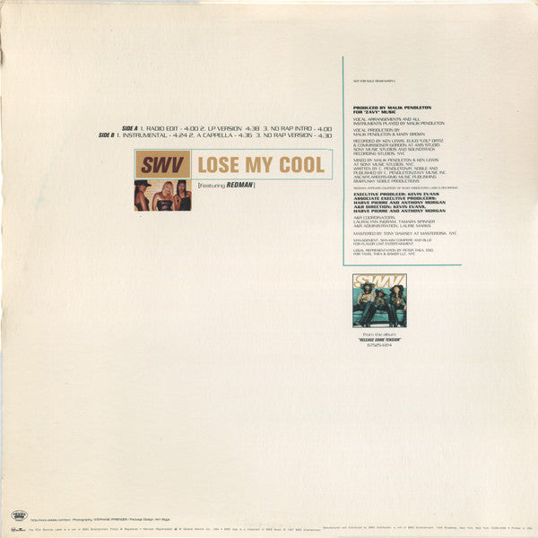 SWV Featuring Redman : Lose My Cool (12", Single, Promo)