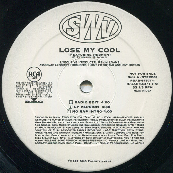 SWV Featuring Redman : Lose My Cool (12", Single, Promo)