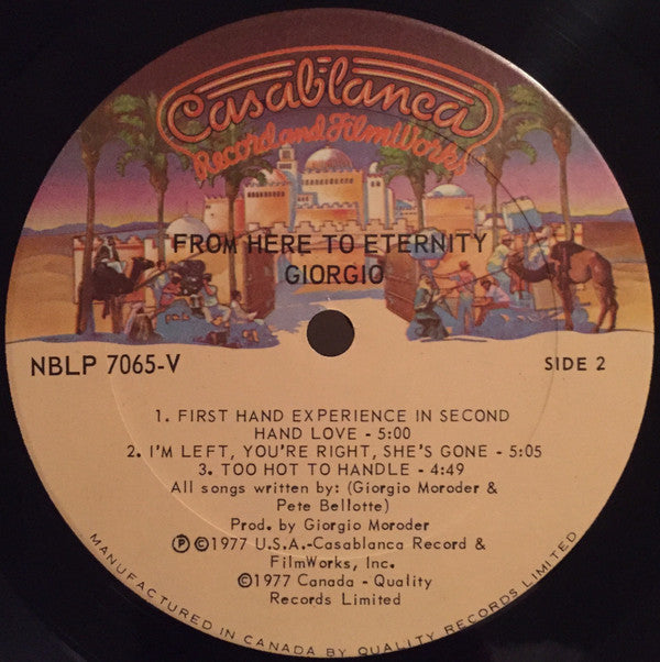 Giorgio Moroder : From Here To Eternity (LP, Album, P/Mixed)