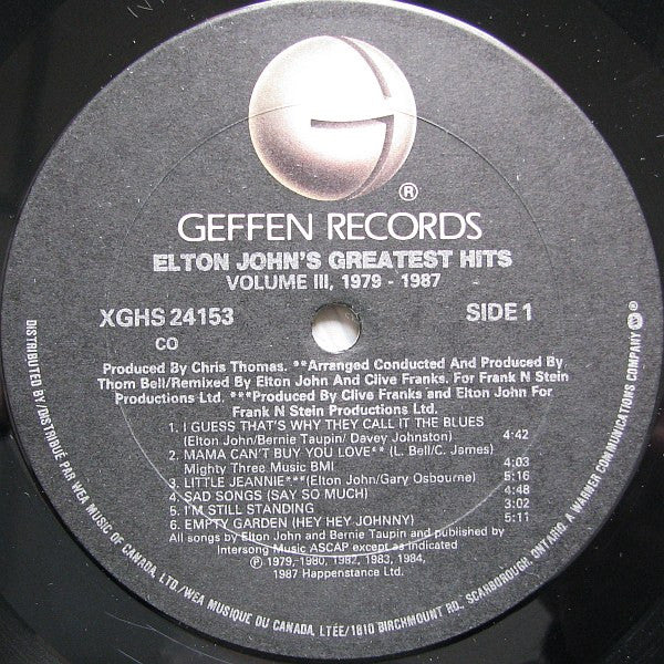 Elton John : Greatest Hits Volume III 1979-1987 (LP, Comp)