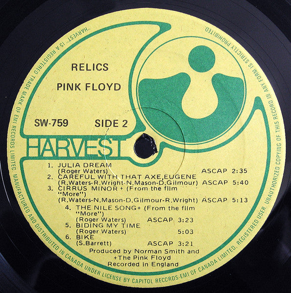 Pink Floyd : Relics - A Bizarre Collection Of Antiques & Curios (LP, Comp)