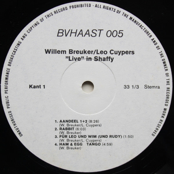 Leo Cuypers / Willem Breuker : Live In Shaffy (LP, Album, RP)