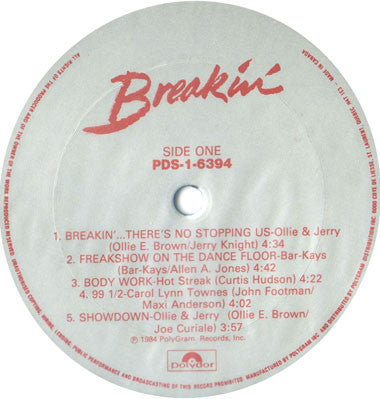 Various : Breakin' (Original Motion Picture Soundtrack) (LP, Album, Comp)
