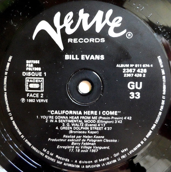 Bill Evans : California Here I Come (2xLP, Album, RE)
