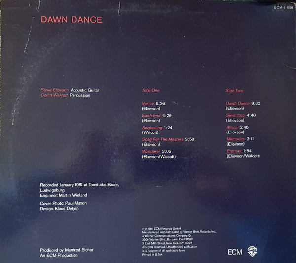 Steve Eliovson, Collin Walcott : Dawn Dance (LP, Album)