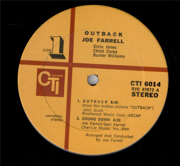 Joe Farrell : Outback (LP, Album, Gat)
