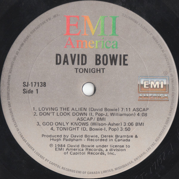 David Bowie : Tonight (LP, Album, Don)