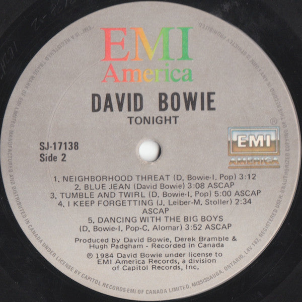 David Bowie : Tonight (LP, Album, Don)