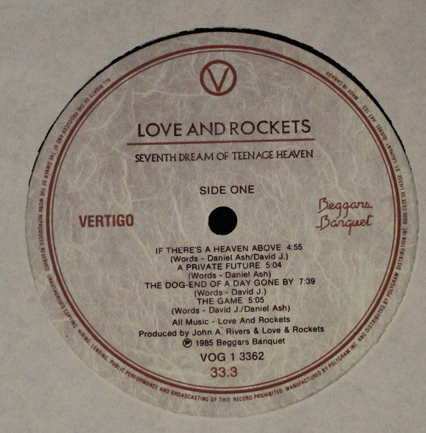 Love And Rockets : Seventh Dream Of Teenage Heaven (LP, Album, Gat)