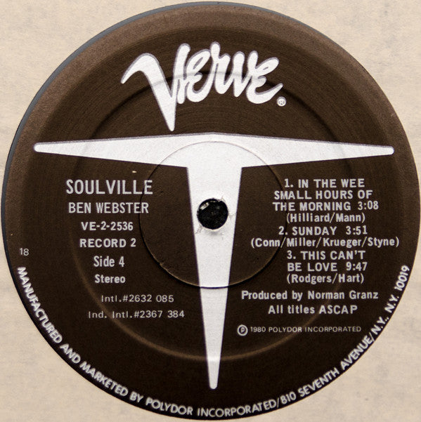 Ben Webster : Soulville (2xLP, Comp, RE, 18 )