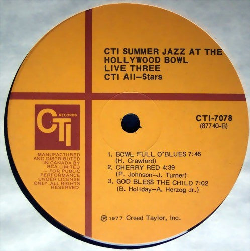 CTI All-Stars : CTI Summer Jazz At The Hollywood Bowl Live Three (LP, Album)