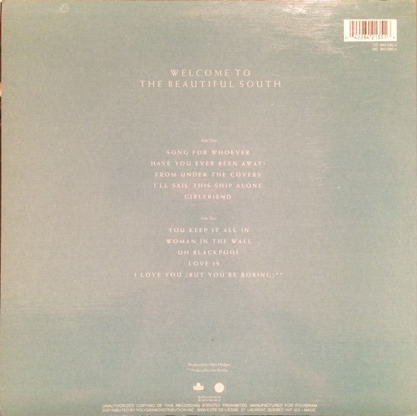 The Beautiful South : Welcome To The Beautiful South (LP, Album)