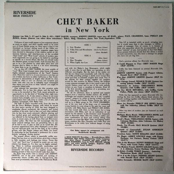 Chet Baker : In New York (LP, Album, RE, Lon)