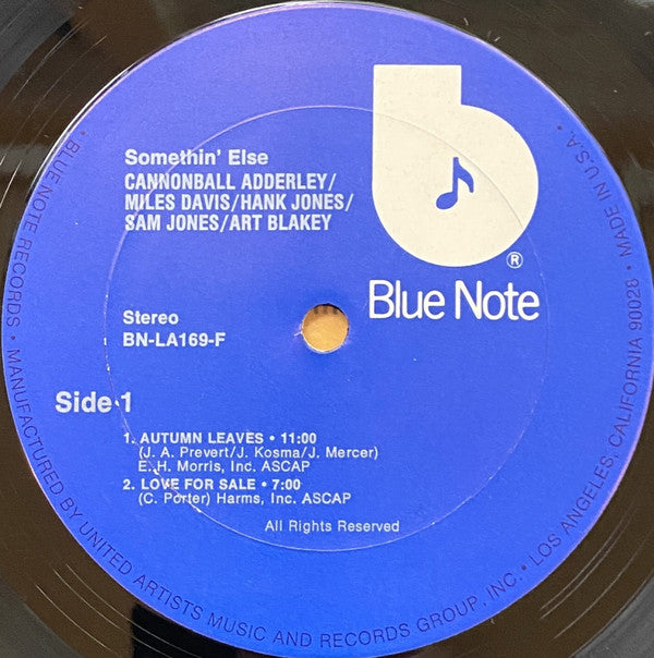 Cannonball Adderley With Miles Davis, Sam Jones, Hank Jones, Art Blakey : Somethin' Else (LP, Album, RE, Ter)