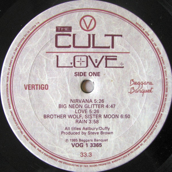 The Cult : Love (LP, Album, Gat)