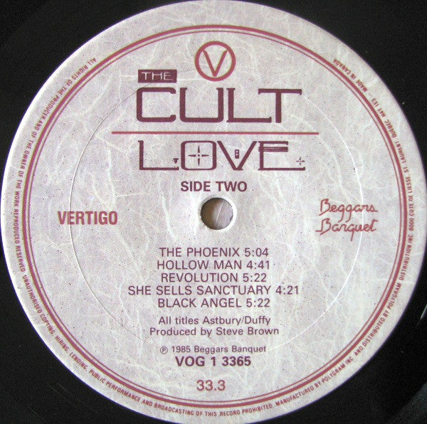 The Cult : Love (LP, Album, Gat)