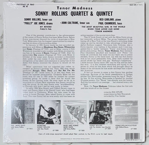 Sonny Rollins Quartet : Tenor Madness (LP, Album, Mono, RE, RP)