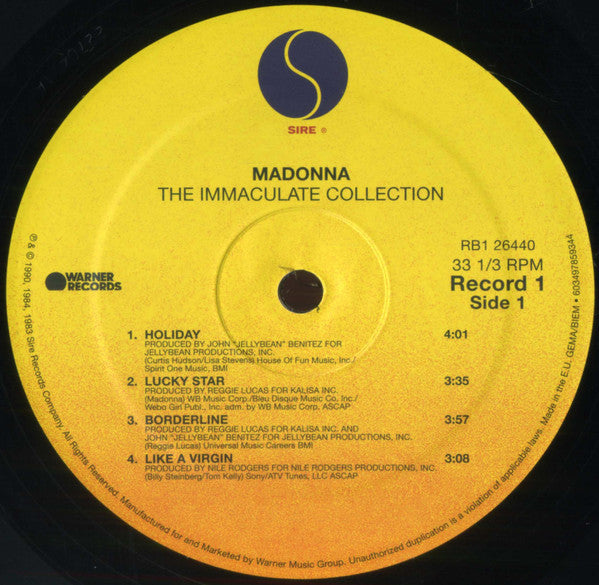 Madonna : The Immaculate Collection (2xLP, Comp, RE, Gat)