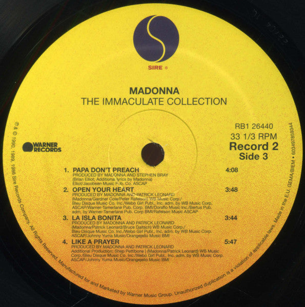 Madonna : The Immaculate Collection (2xLP, Comp, RE, Gat)