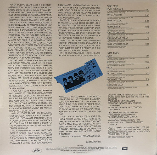 The Beatles : The Beatles At The Hollywood Bowl (LP, Album, TLC)