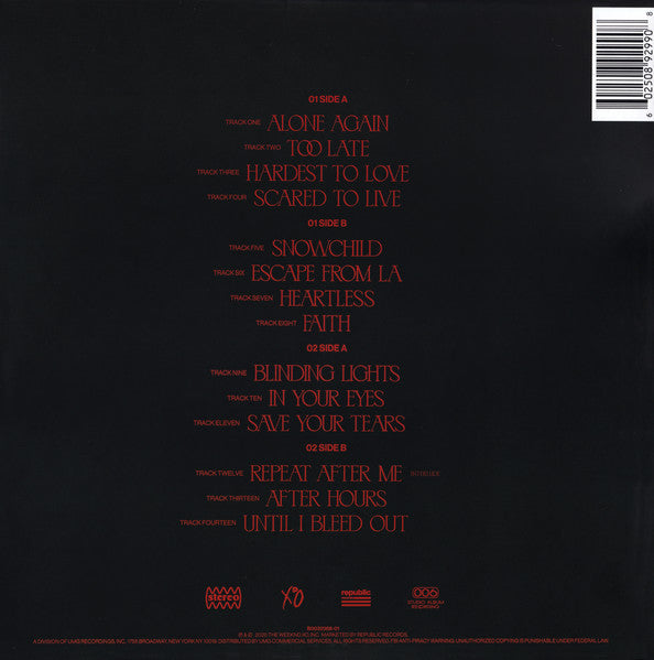 The Weeknd : After Hours (2xLP, Album, Cle)