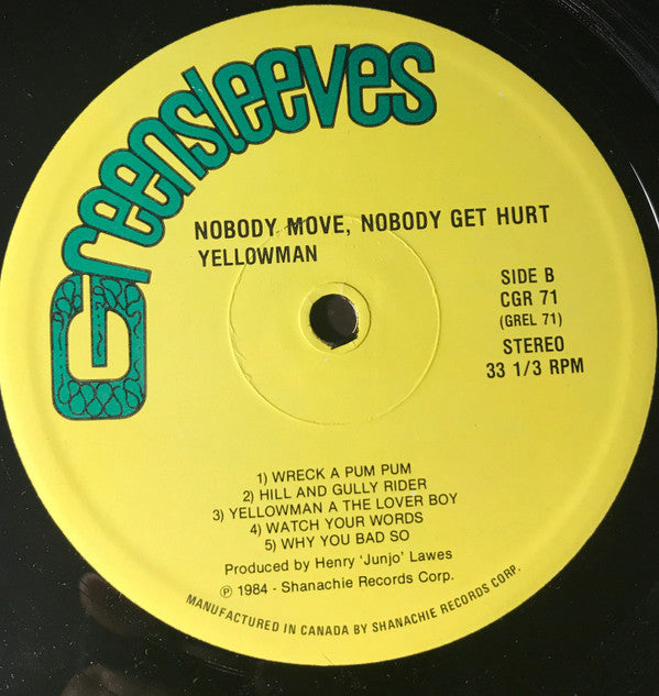 Yellowman : Nobody Move Nobody Get Hurt (LP, Album)