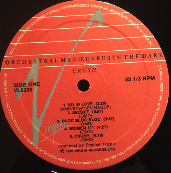 Orchestral Manoeuvres In The Dark : Crush (LP, Album)
