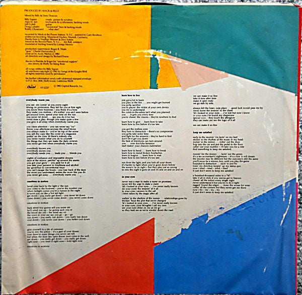 Billy Squier : Emotions In Motion (LP, Album)