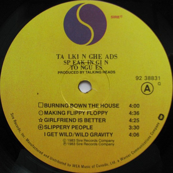 Talking Heads : Speaking In Tongues (LP, Album, Qua)
