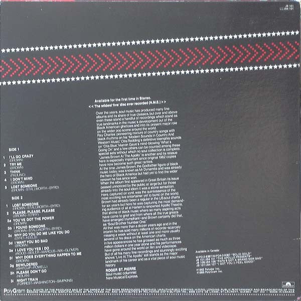 James Brown : James Brown At The Apollo Volume 1 (LP, Album, RE)