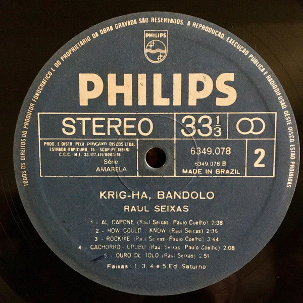 Raul Seixas : Krig-Ha, Bandolo! (LP, Album, RE)