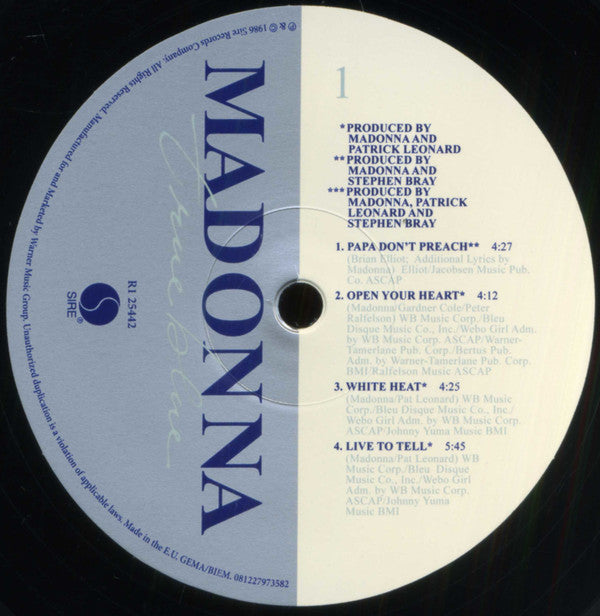 Madonna : True Blue (LP, Album, RE, 180)