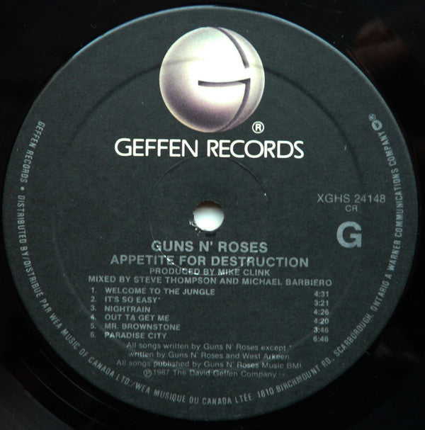 Guns N' Roses : Appetite For Destruction (LP, Album)