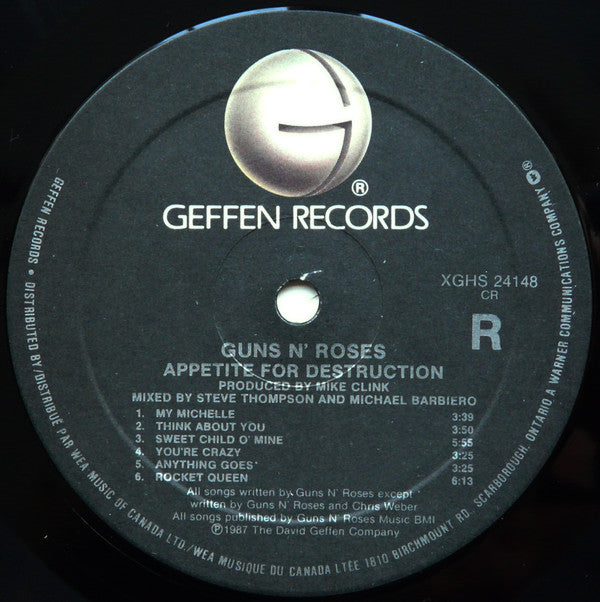 Guns N' Roses : Appetite For Destruction (LP, Album)