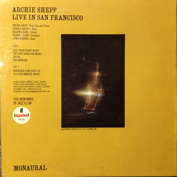 Archie Shepp : Live In San Francisco (LP, Album, Mono, Gat)