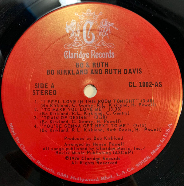 Bo Kirkland And Ruth Davis : Bo & Ruth (LP, Album)